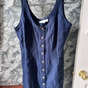 LOFT Dark Blue Sleeveless Dress with Buttons